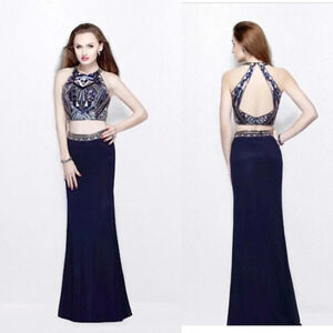 Primavera Prom Dress Size 10 NWT 2-Piece Beaded Style 1594 Midnight Couture